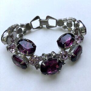Purple Faceted Glass Rhinestone vintage bracelet